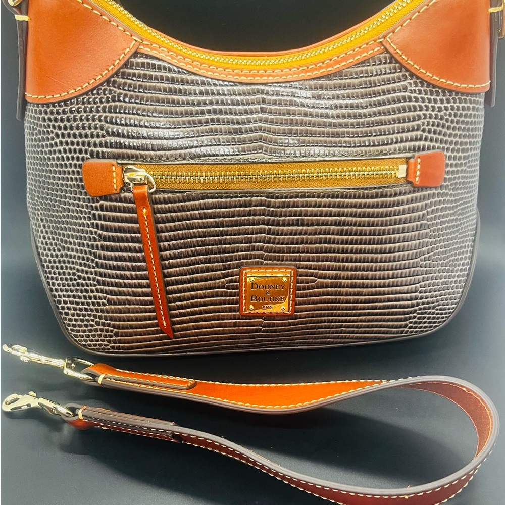 Dooney & Bourke Textured Brown and Orange Shoulder Bag